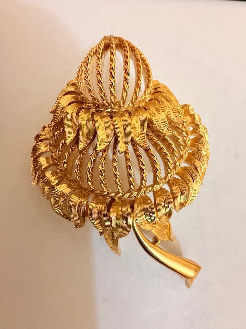 Vintage Monet Gold Tone Openwork Flower Brooch